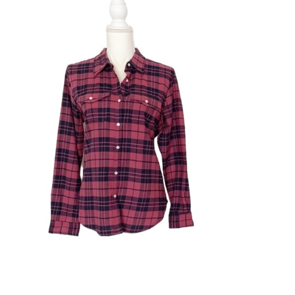 Tailor Vintage Blue Pink Plaid Button Down Shirt Size Large